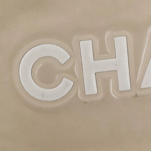 CHANEL Tote Bag Lamb Skin Beige Gold CC Auth 118935V - Picture 12 of 16
